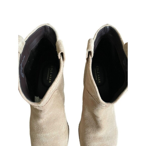 Cole Haan Grand Series WM SZ 9 Raya Hidden Wedge Suede Booties Beige - Picture 5 of 8